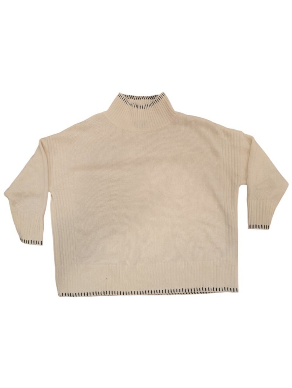 Estheme Cachemire 100% Cashmere Sweater Women’s Cream Mock Turtleneck Boxy